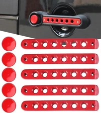 Red Door Handle Push Button Aluminum Covers Fits 07-17 Wrangler JK 4-Doors