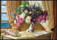 Morning Tea - DIY Chart Counted Cross Stitch Patterns Needlework DMC Color    