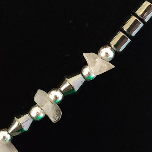 "Collar de delfín negro hematita y cristal 16" - Imagen 4 de 6