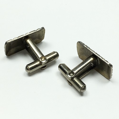 Vintage Silver Tone Basket Weave Men's Cufflinks - Foto 7 di 8