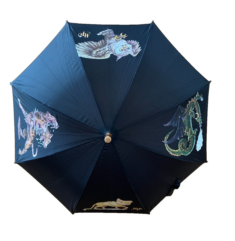 MAGICAL CREATURES Harry Potter Black Umbrella Made by Totes NEW w/Tags 2000 RARE