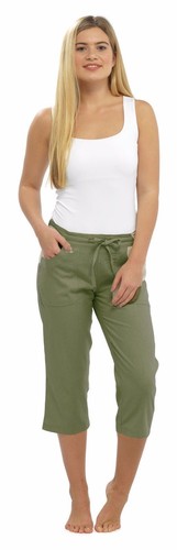 Ladies 100% Cotton Cropped Trouser Women 3/4 Length Shorts UK 10 12 14 16 18 20 - Picture 12 of 13