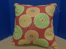 Frontgate Grandinroad Flowers Outdoor Patio Chair Throw Pillow 20x22 Orange Red