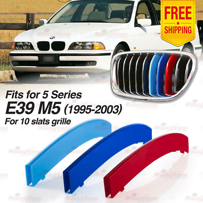10 BARS Kidney Grille 3 Colour Cover Insert Stripe fits BMW 5 Ser E39 M5 1995-03