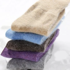 5Pack Wool Angora Crew Fuzzy Casual Solid Boots Warm Women Thick Color Socks 5-9
