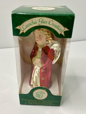 Lauscha Glas Creation ANGEL Red Gold Christmas Ornament Glass Germany