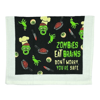 Zombies Eat Brains Dont Worry Youre Safe Funny Undead Tea Towel