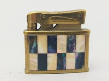 KING Super Lighter Petrol Mather of Parl Gold Plated Vntage Rare Excellent