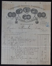 Facture PAU 1880 Planté Lagarde carrosserie sellerie harnachement billhead 143