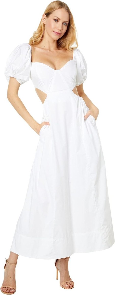 midi length bardot dress Women's Lisa Tan Bardot Full Skirt Midi Dress, Ivory
