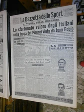 LA GAZZETTA DELLO SPORT 13 JULY 1949 TOUR COPPI J.ROBIC BARTALI CUP DAVIS