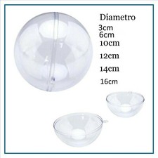 Sfera in plastica trasparente apribile decorare Natale diam 3-6-10-12-14-16 cm