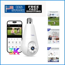 5MP Light Bulb Camera for Home Security - 360° Coverage & Easy Installation