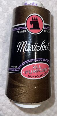 3,000yd Thread Brown Spun Polyester Serger  Maxi-Lock Cone Thread NEW