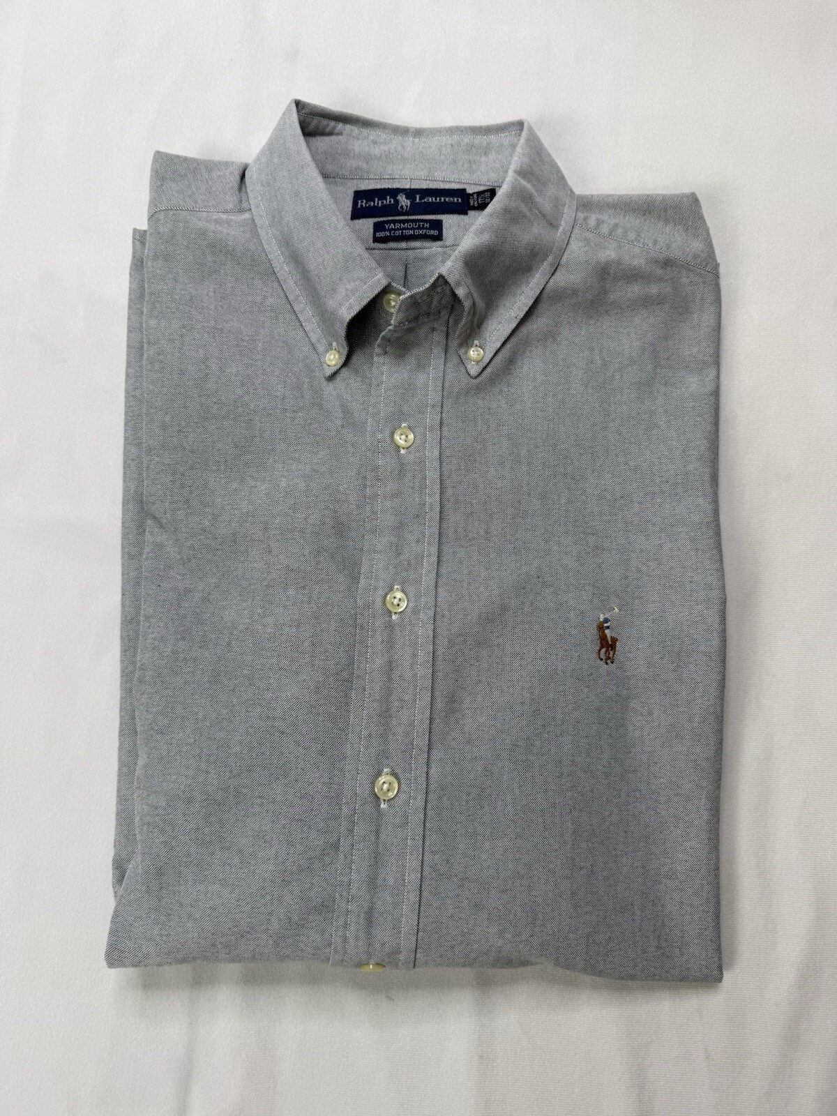 Polo Ralph Lauren camicia uomo 17 5 35 Yarmouth Oxford bottoni carne pony anni 90 vintage
