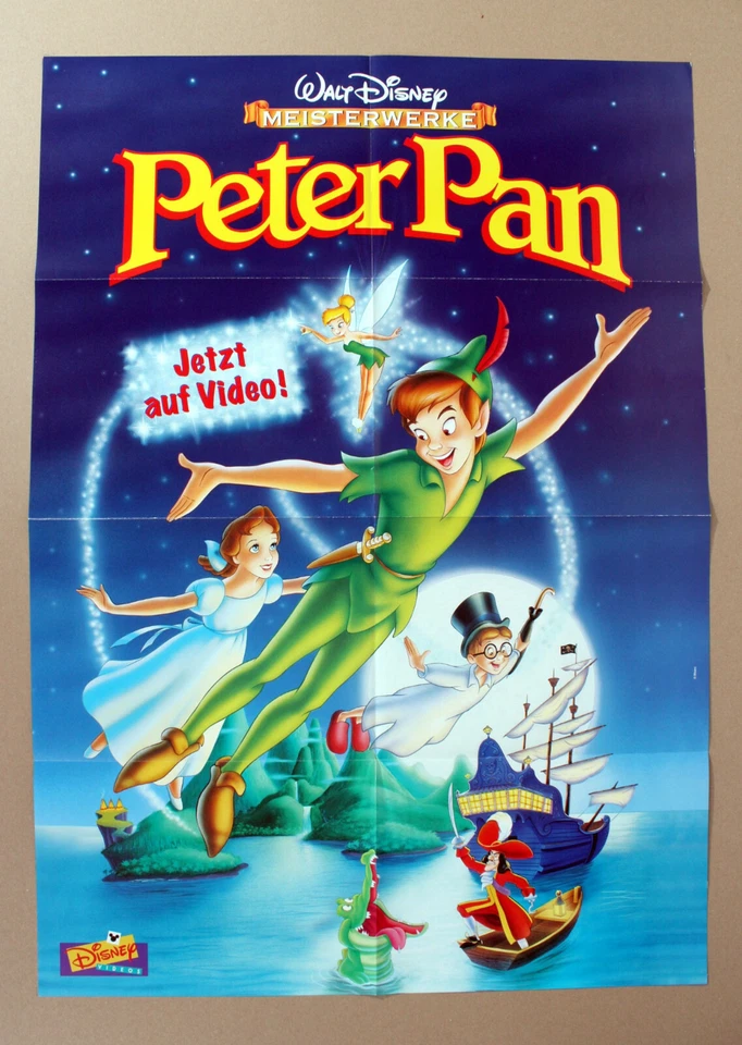 PETER PAN Walt Disney VIDEO-POSTER A1 84x60cm German 1-Sheet Poster Videoplakat - Bild 1 von 1