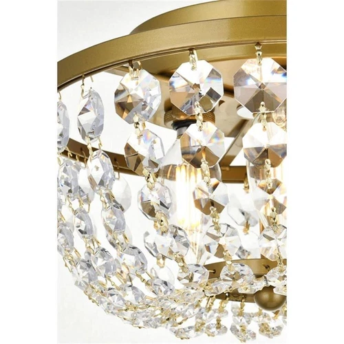Elegant Lighting Cora 10" Iron and Crystal Flush Mount in Brass - Picture 5 of 8