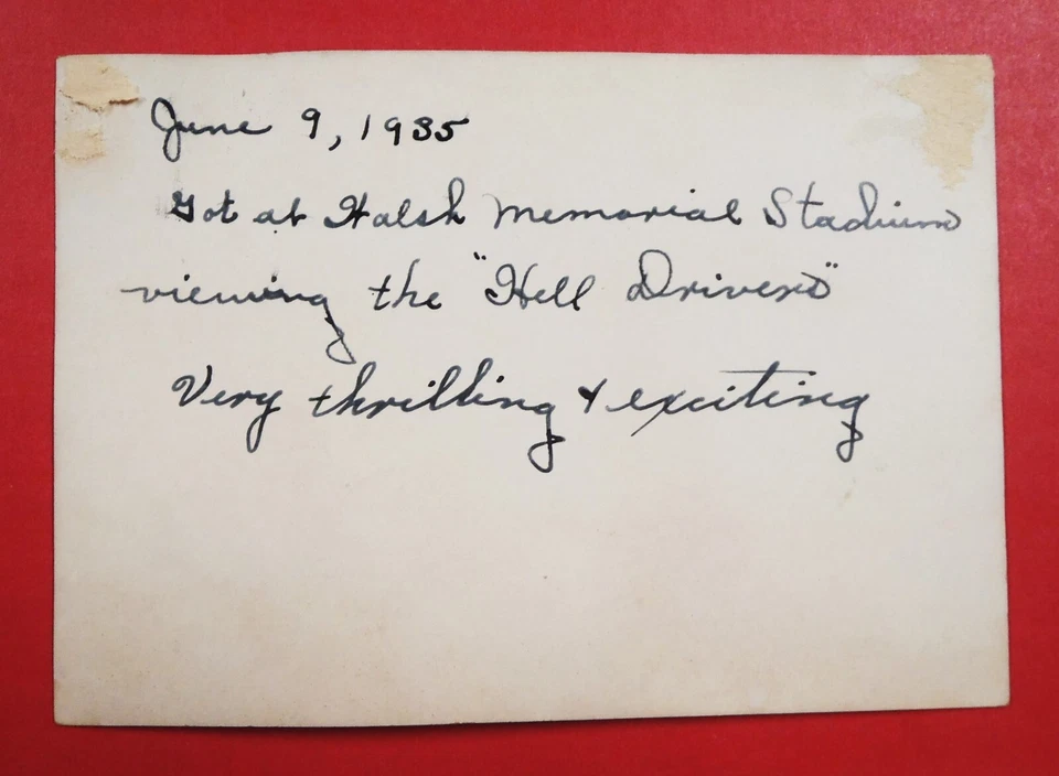 Programa de carreras automáticas Midget 1935 y postal en St Louis Walsh Memorial Stadium Foto 4 de 4