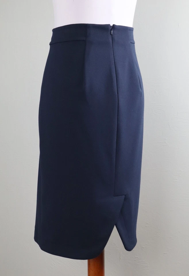 Falda lápiz BANANA REPUBLIC NUEVA CON ETIQUETAS $88 azul liso doble botonadura talla 4 Foto 4 de 4