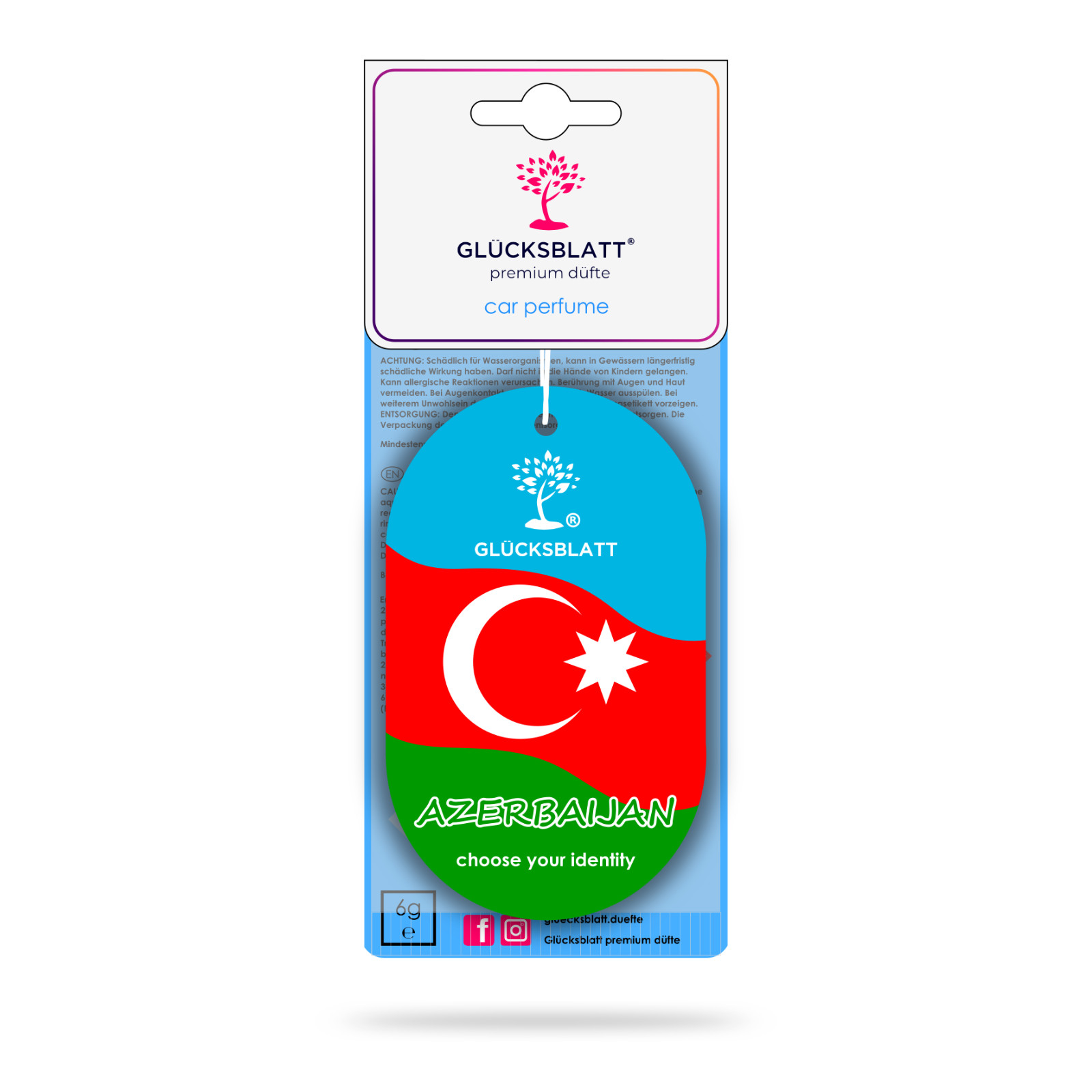 LUCKY LEAF Car Air Freshener Fragrance Tree Flag AAZERBAIJAN Baku