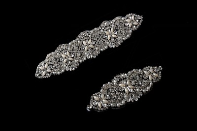 Kristalle Strass Silber Diamant Perlen Motiv Perle zum Aufnähen Hochzeit Applikation