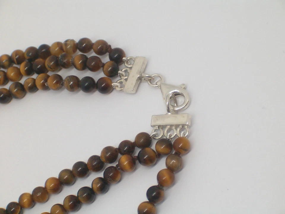 Collana in Argento 925 con OCCHIO DI TIGRE naturale - Girocollo Pietre Dure - Immagine 4 di 4