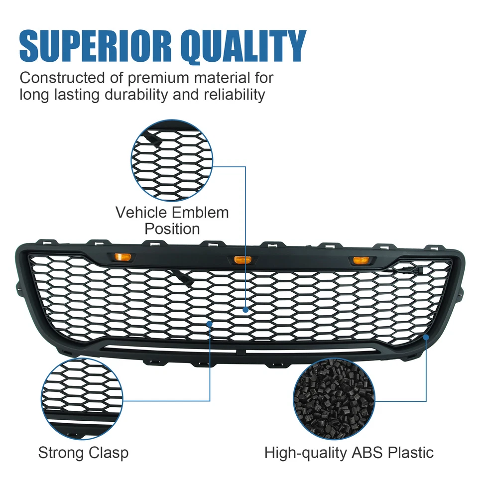 Grelha frontal preta brilhante para 1999 2000 2001 2002 2003 Ford F150 com luzes LED - Imagem 4 de 4