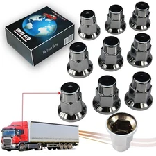 10 Pieces Chrome Lug Nut Covers (32 mm) For Truck Trailers