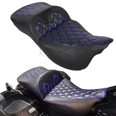 Lattice Stitched Driver Passenger 2-Up Seat For Harley Road King