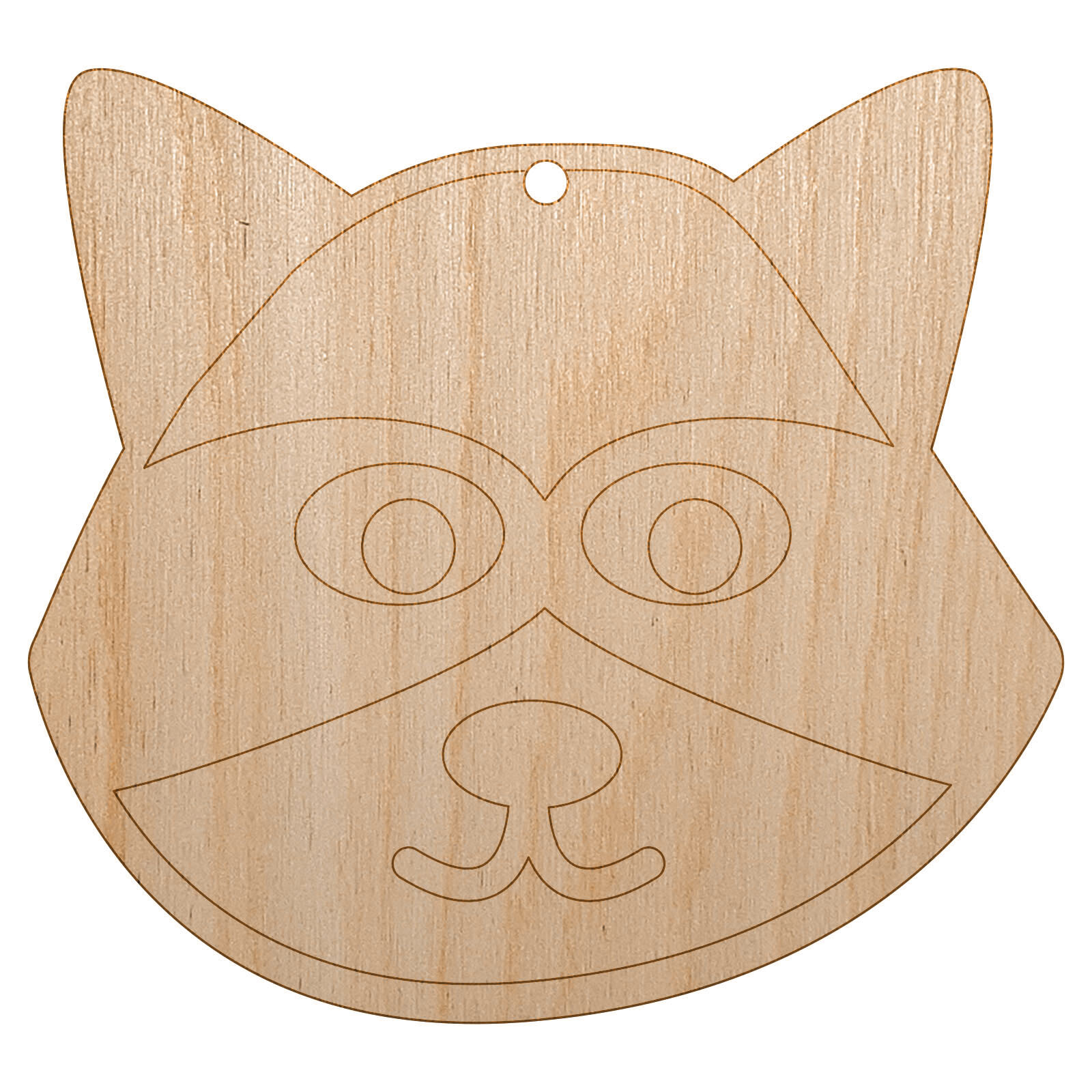 Racoon Face Wood Craft DIY Christmas Tree Ornament Unfinished