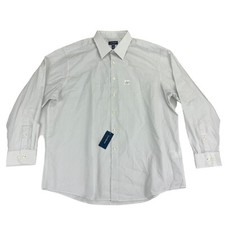 Club Room Mens Regular Fit Check Dress Shirt White Gray 17-17.5
