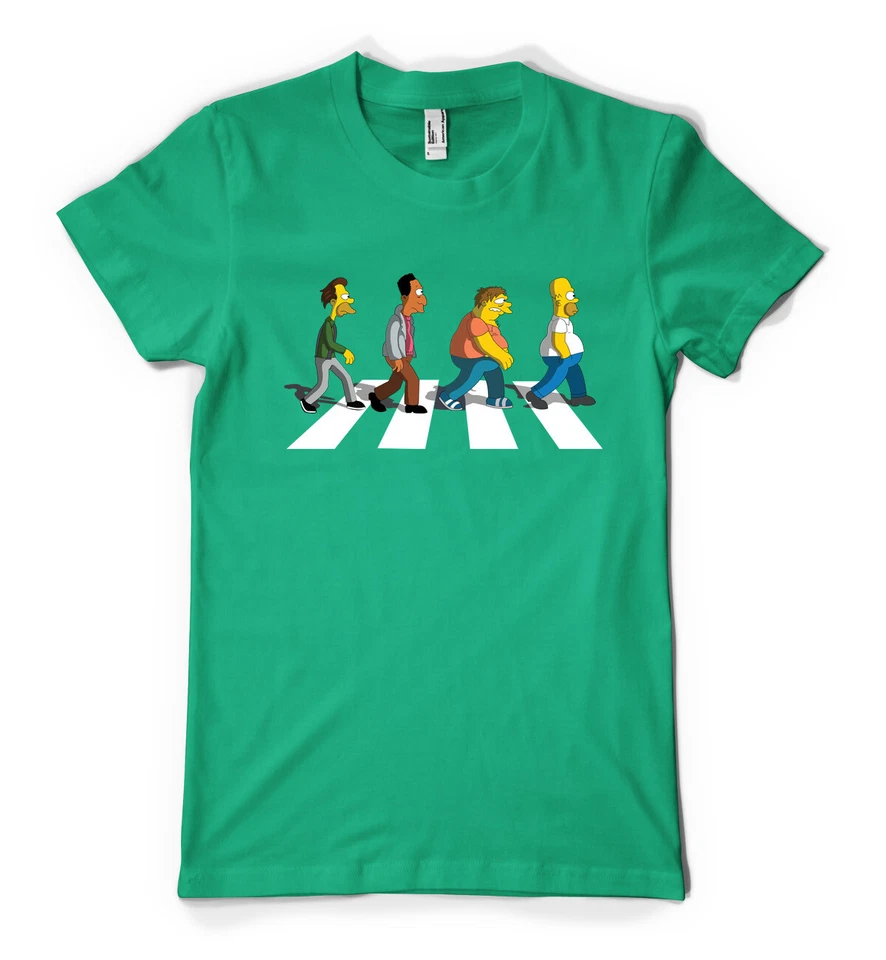 Cartoon Simpson Crossing Abbey Road Personalised Unisex Adult T Shirt - Image 4 of 4