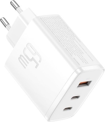 Baseus USB C Ladegerät, 65W USB C Netzteil 3-Port PD Ladegerät mit PPS, GaN