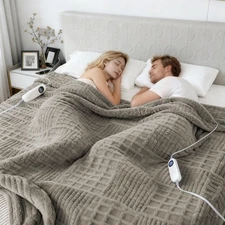 Heated Blanket King Size, 90“x100 Electric Blanket Heating Waffle with Dual C...