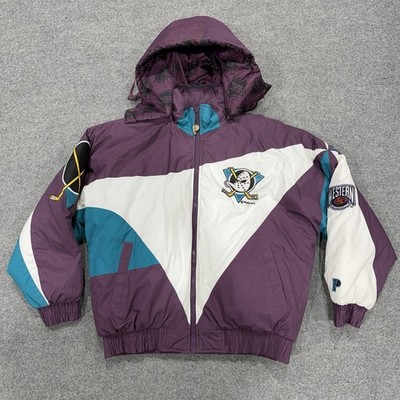 Vintage 90s Anaheim Mighty Ducks Pro Player Puffer Jacket Insulated Mens Large