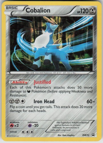 Pokemon Cobalion BW72 Black and White Promos Holofoil Promo NM