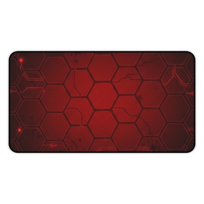 Red Hexagon Tech Pattern Desk Mat | Gaming Desk/Mouse Pad