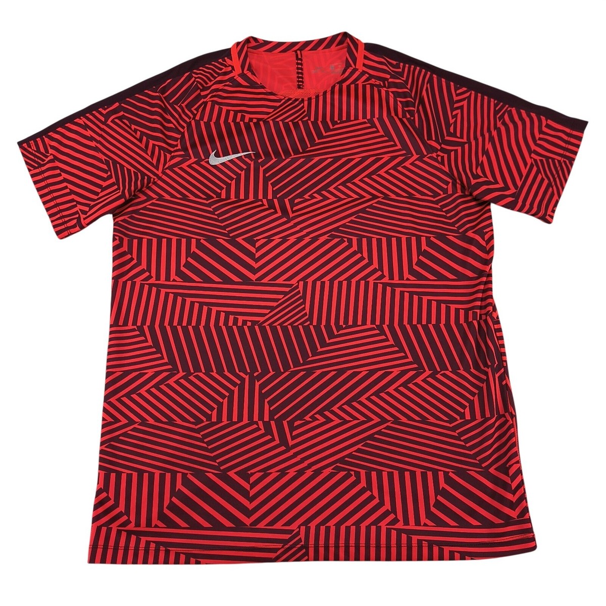 Nike Dri-FIT Strike Soccer Training Jersey Mens XL Red Black Geometric Stripe