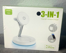 3-in-1 Magnetic Qi Wireless Charging Stand Y888 for iPhone Watch AirPods White