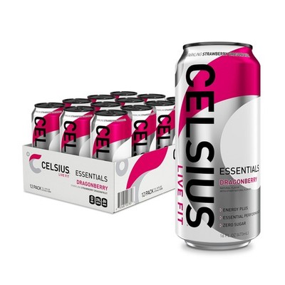 CELSIUS ESSENTIALS  Sparkling Dragonberry, Sugar Free 16 Fl Oz (Pack of 12) 