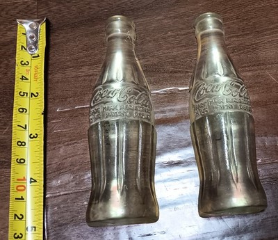 Vintage Mini Coke Coca Cola Tinted Lucite Plastic Bottle Half Halves Pair! Rare!