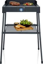 Severin PG 8568 Elektro Standgrill mit Grillplatte, Standuntergestell, schwarz