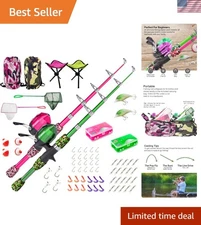 Kids Fishing Set - 65 Inch Rod, Tackle Box & Net for Ages 5-10—Fun Outdoors