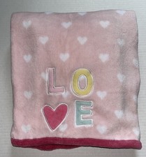 PARENTS CHOICE PINK WHITE HEARTS LOVE BABY BLANKET E1