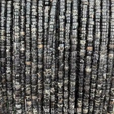 2x4mm Black Natural Sediment Jasper Heishi Disc Spacer Beads for Jewelry Making