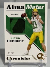Justin Herbert 2020 Panini Chronicles Alma Mater Prime 2 Color Patch Card /25