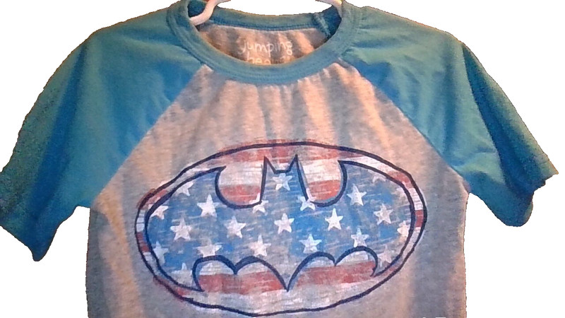 Batman American Flag Boys 5 Jumping Beans Short Slv T-Shirt Patriotic Superhero