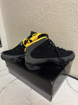 #ad Size 12 Jordan 9 Retro Black Dark Charcoal University Gold $280.00