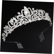 Silver Tiara for Women Princess, Girls Bridal Headband for Wedding, A Silver