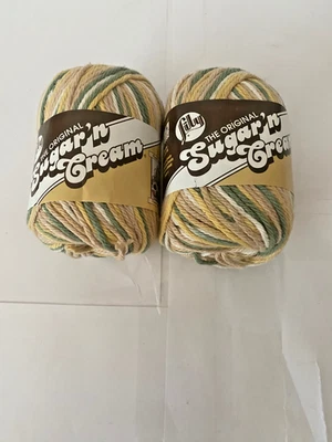 2 New Lily Sugar'n Cream 100% Cotton Yarn Country Sage Ombre 2 oz 95 Yards each - Image 1 of 2